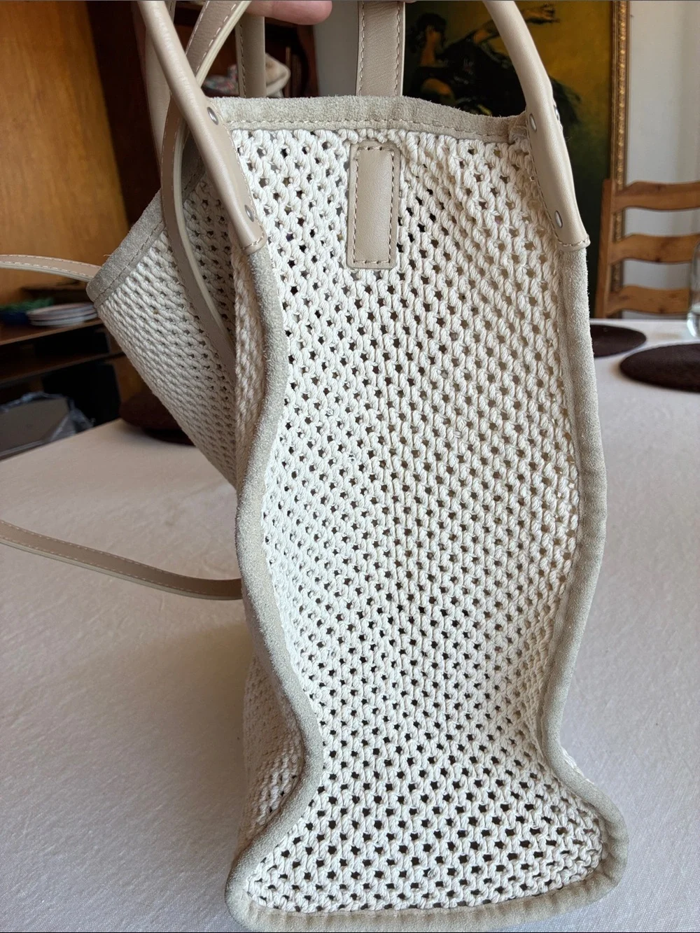 Rag & Bone Summer Passenger tote in Chalk Warm Khaki knit